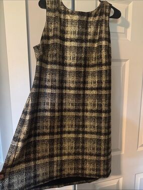 American Living Black and Gold Plaid A-Line Skirt